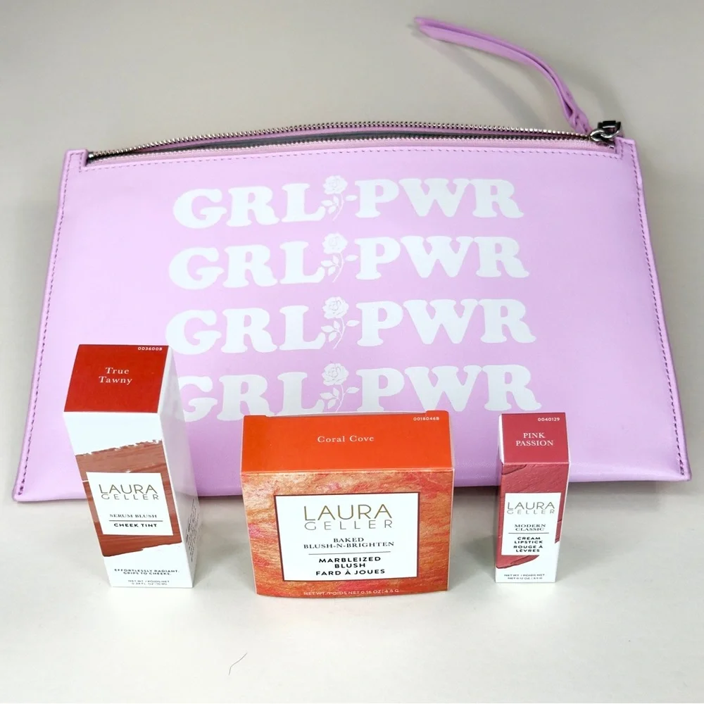 BRAND NEW BUNDLE Laura Geller Makeup Collection Plus Rebecca Minkoff Pink Clutch